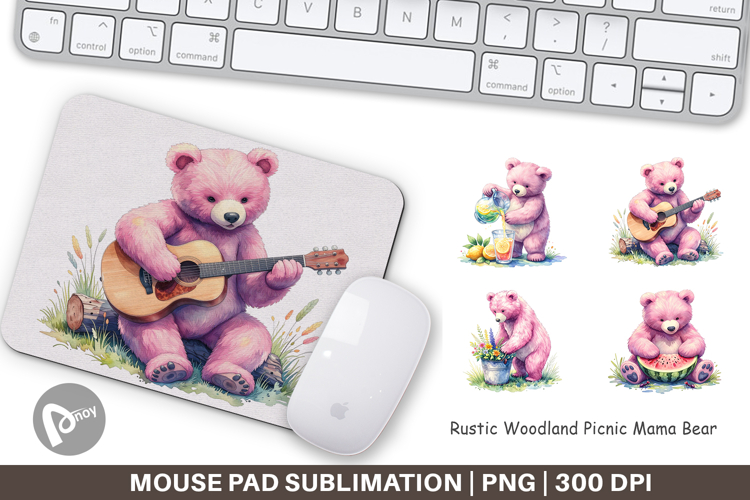 Woodland Picnic Mama Bear Mouse Pad