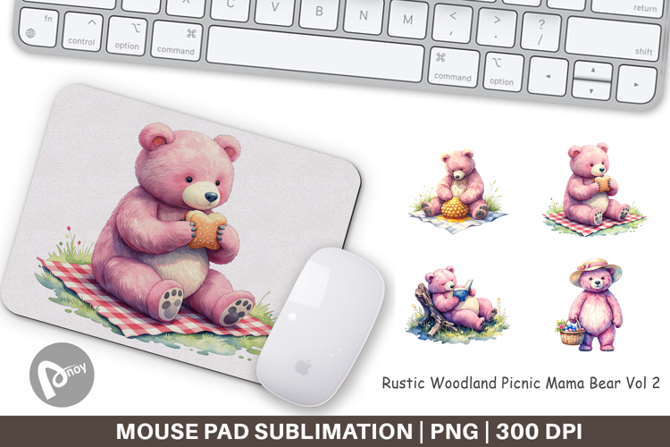 Woodland Picnic Mama Bear Mouse Pad