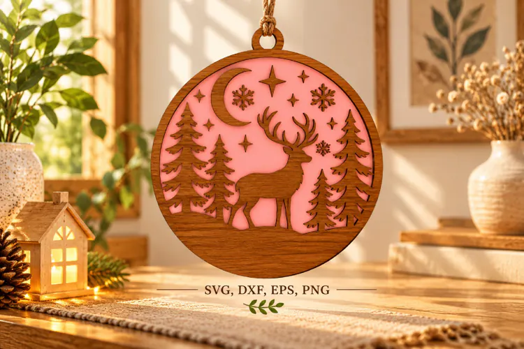 Rustic Woodland Reindeer Ornament