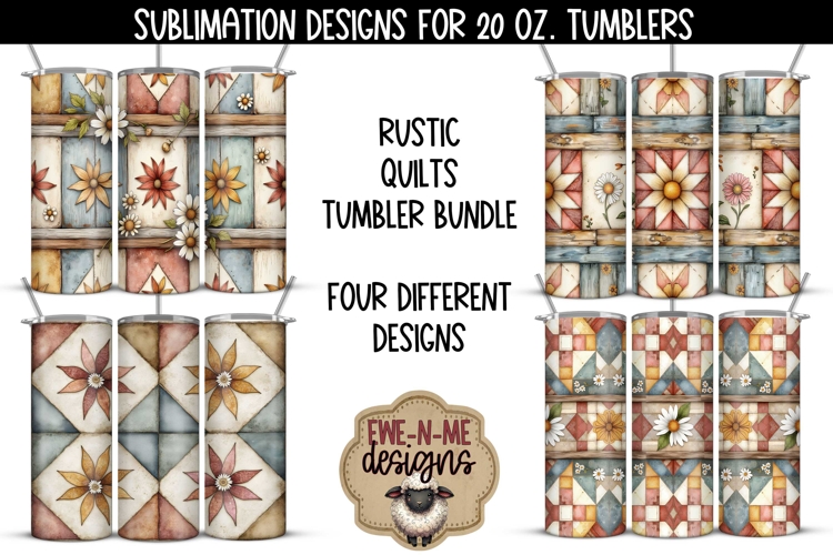 Rustic Quilts 4 Seamless Designs 20 oz Sublimation Tumblers