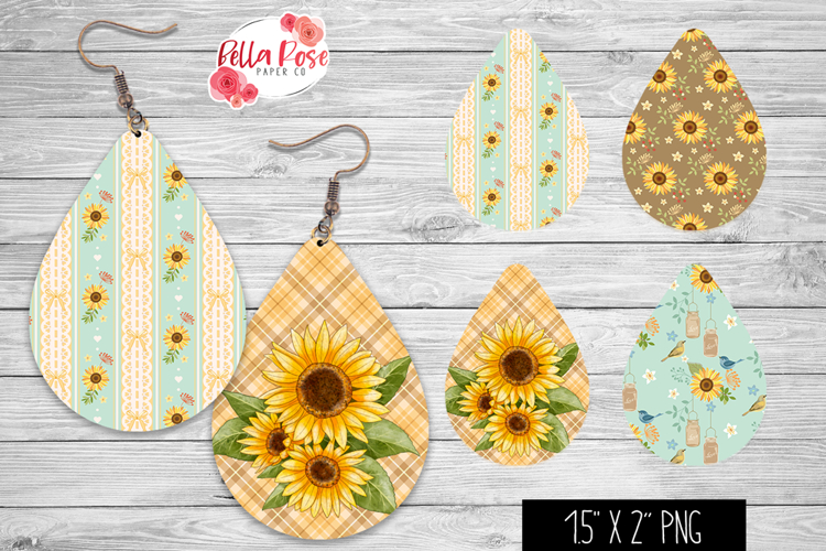 Rustic Sunflowers | 4 Sets of Teardrop Earrings