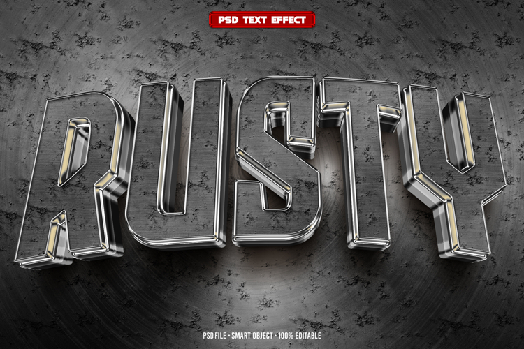 Rusty 3D editable text effect