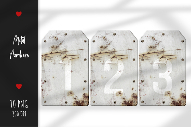 Rusty Metal Labels with Numbers
