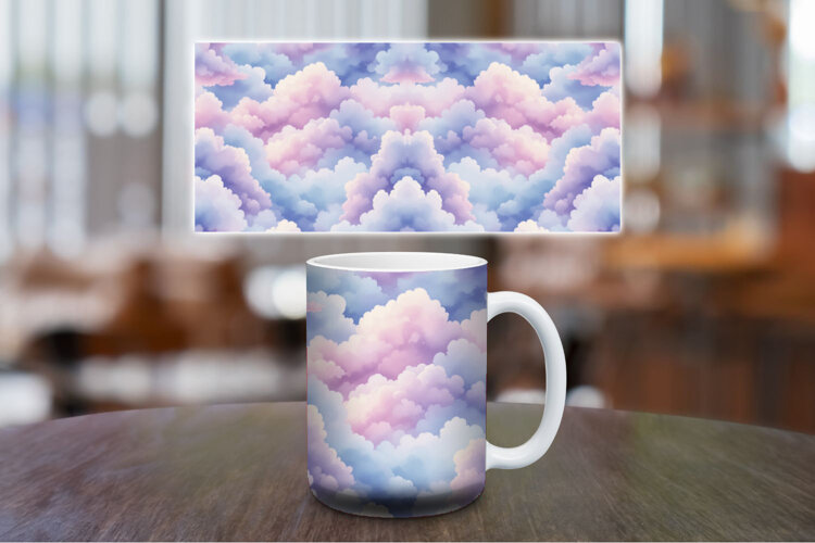 Mug Wrap Sublimation - pastel clouds example image 1