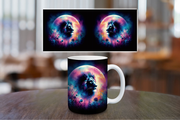 Mug Wrap Sublimation - cosmic lion head