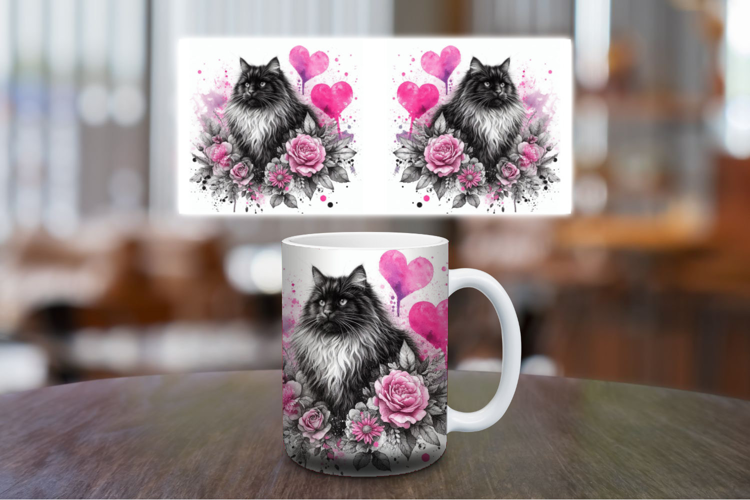 Mug Wrap Sublimation - love cat