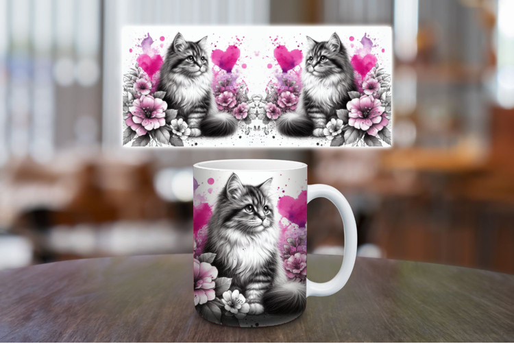 Mug Wrap Sublimation - love cat