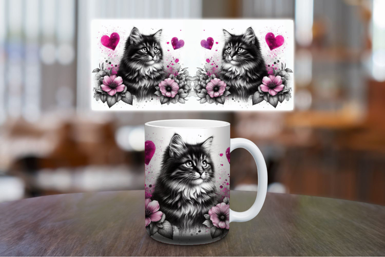 Mug Wrap Sublimation - love cat
