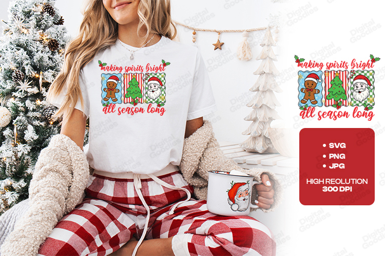 Making Spirits Bright Christmas Season Shirt Design