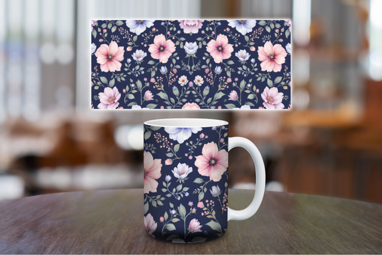 Mug Wrap Sublimation - floral pattern