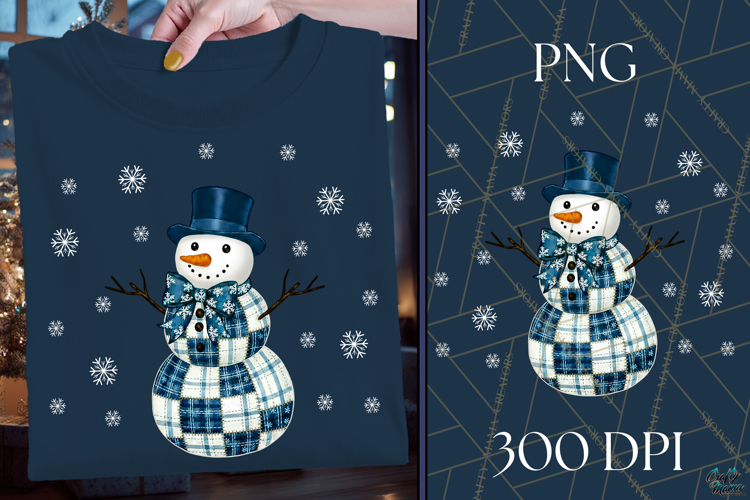 Patchwork Snowman | Christmas Png | Winter Sublimation