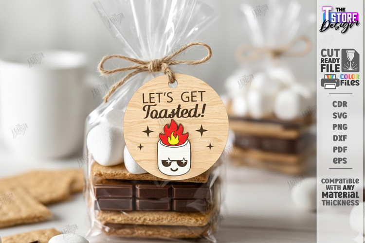S'mores Gift Tag Laser Cut | Marshmallow Campfire Treat SVG