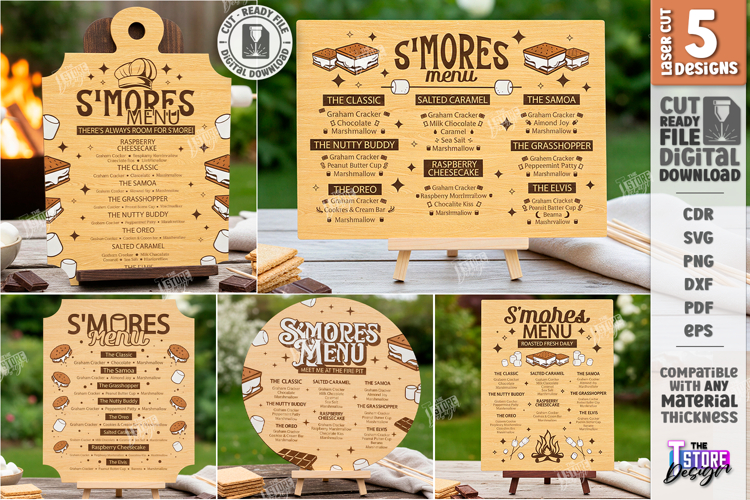 Smores Menu Laser Cut Bundle|Laser Engraved|Kitchen SVG