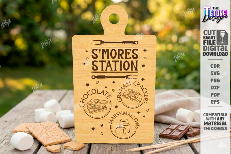 Smores Serving Board Laser Cut|Laser Engraved|Cutting Board
