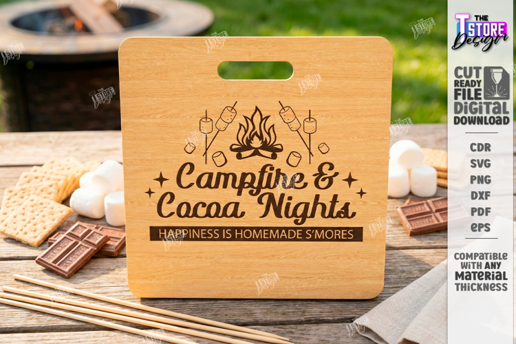 Smores Serving Board Laser Cut|Laser Engraved|Cutting Board