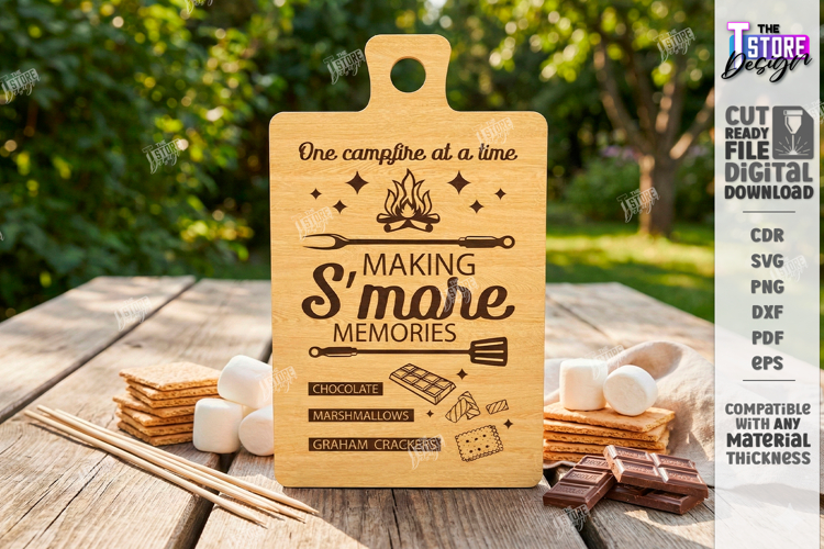 Smores Serving Board Laser Cut|Laser Engraved|Cutting Board
