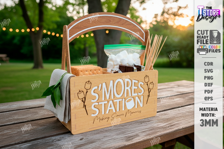 Smores Station Box with Handle Laser Cut | Smores Basket