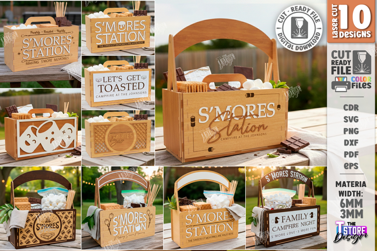 Smores Station Boxes with Handle Laser Cut Bundle | Baskets