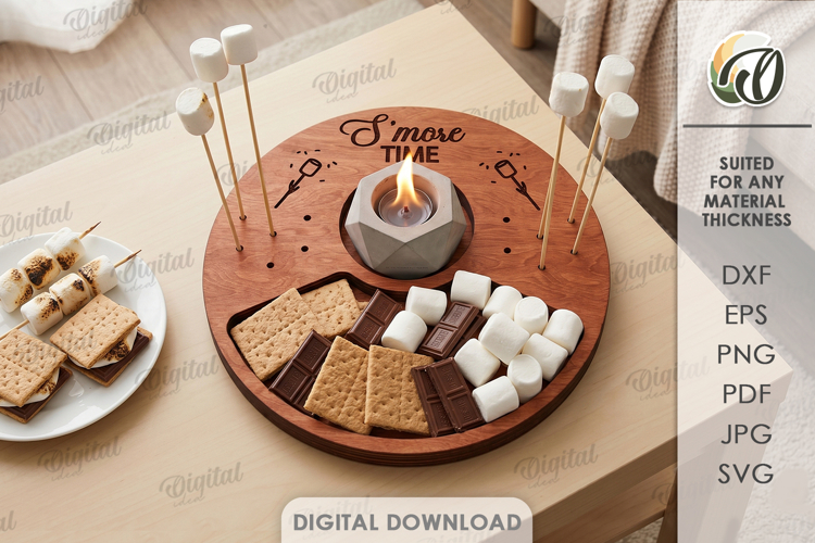 S’mores Station Tray Laser Cut. Serving Tray SVG