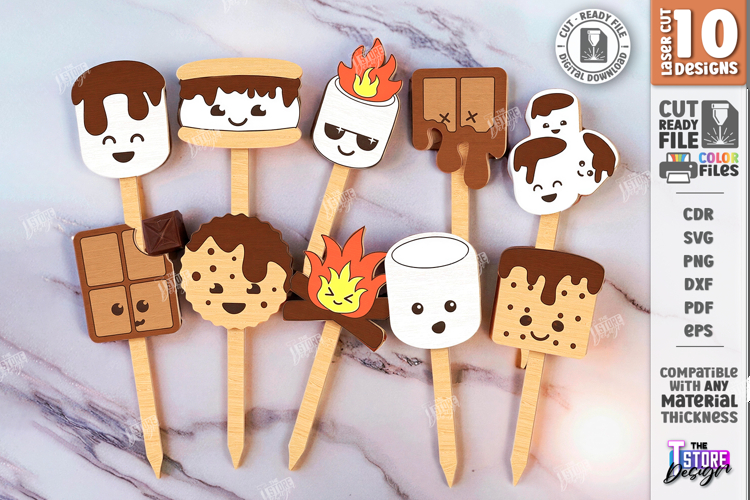 Smores Toppers Laser Cut Bundle| Marshmallow Party |Camping