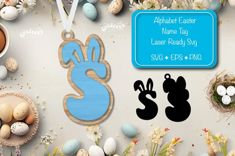 Alphabet Letter S Easter basket tags Easter tag Laser Cut