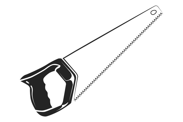 Wooden saw icon. Carpentry hacksa. Blade tool