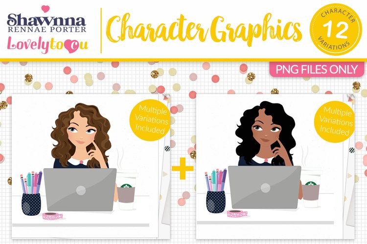 Business girl character avatar clipart S003 Dixie