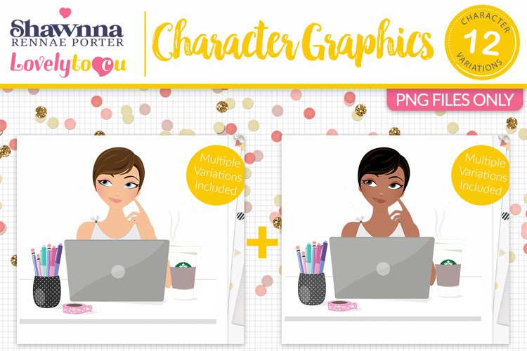 Business girl character avatar clipart S009 Rosa example image 1