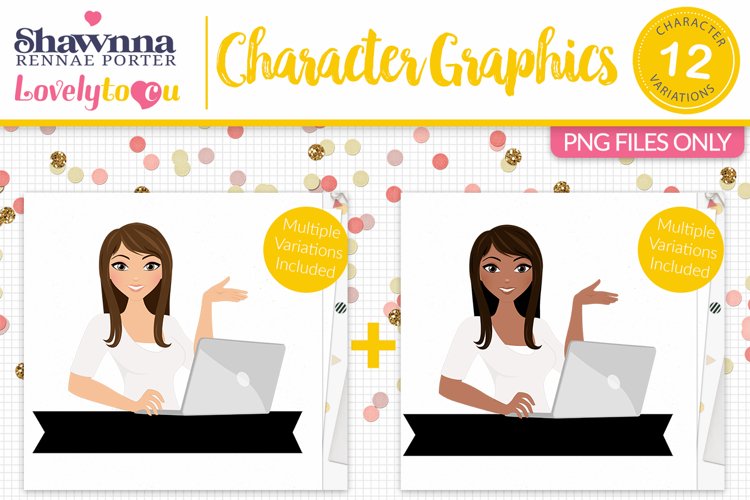 Business girl character avatar clipart S031 Zara example image 1