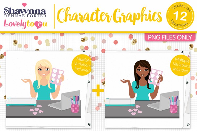 Paper craft cutting woman character clipart S87 Zara