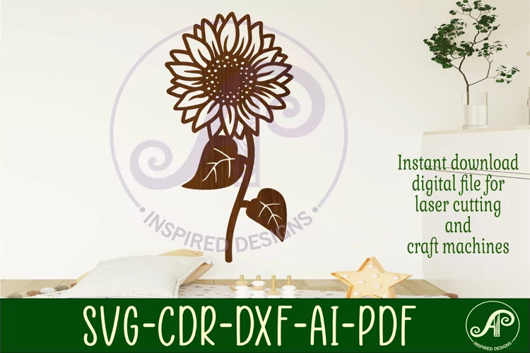 Sunflower flower wall sign svg laser cut file