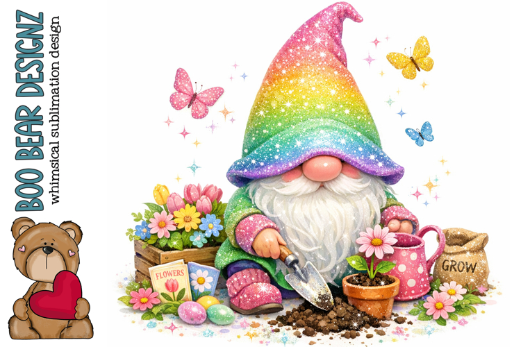 Spring Gnome Planting Clipart