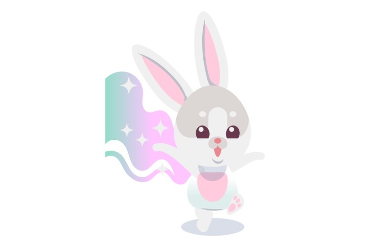 Magic rabbit. Cute funny character. Cartoon hare example image 1