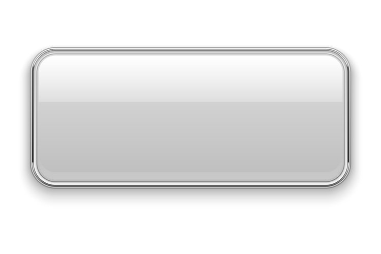 White chrome button. Rectangle shiny blank mockup example image 1
