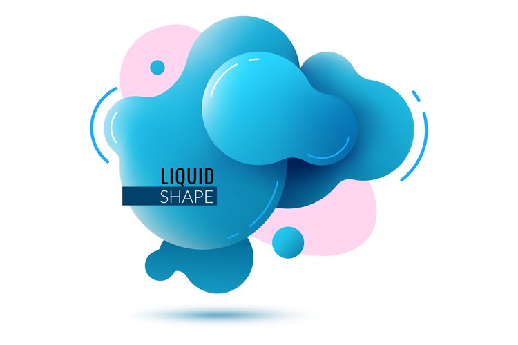 Blue liquid shapes. Paint drops poster template