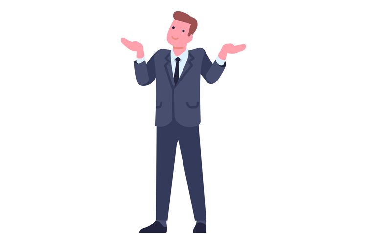 Businessman shrugging shoulders. Doubtful man in corporate o example image 1