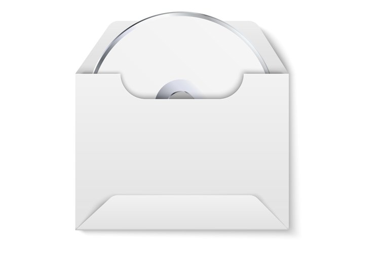 Office stationery. Realistic compact disk in blank paper env example image 1