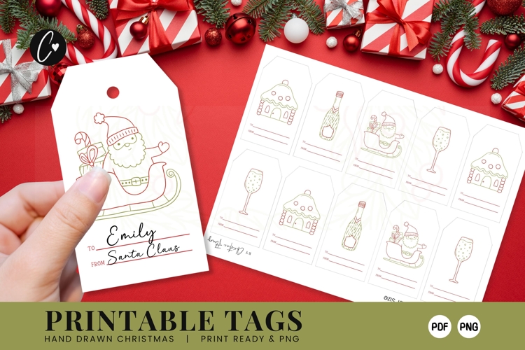 Printable Hand Drawn Christmas Gift Tags