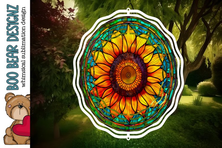 Stain glass Sunflower Wind Spinner Sublimation design