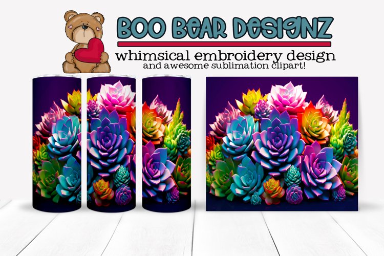 3D Purple Succulents Sublimation tumbler design example image 1