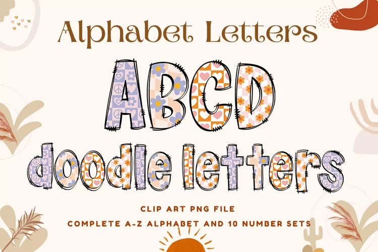 Boho Doodle Alphabet Retro Vintage Letters Sublimation Shirt