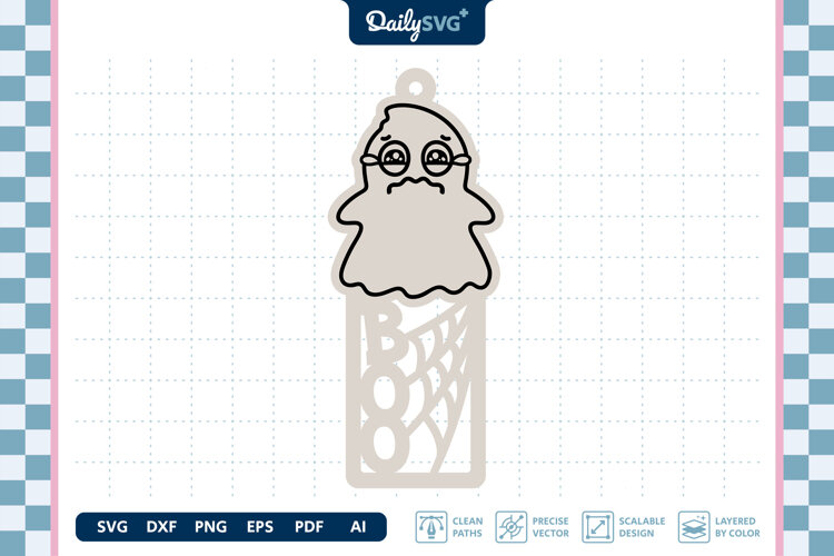 Cute Ghost Bookmark SVG Halloween Spooky Cut File example image 1