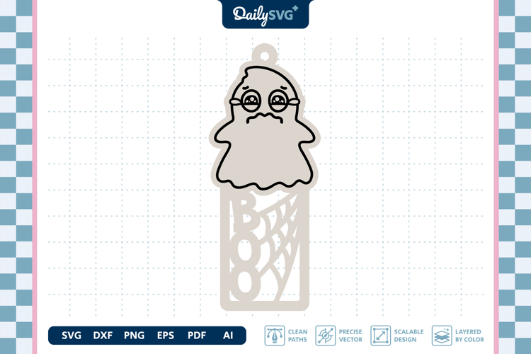 Cute Ghost Bookmark SVG Halloween Spooky Cut File