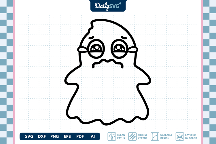 Sad Cute Ghost SVG Halloween Kawaii Spooky Cut File