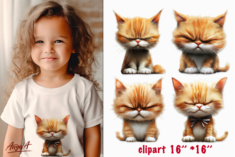 Sad cat clipart, unhappy cat sublimation PNG