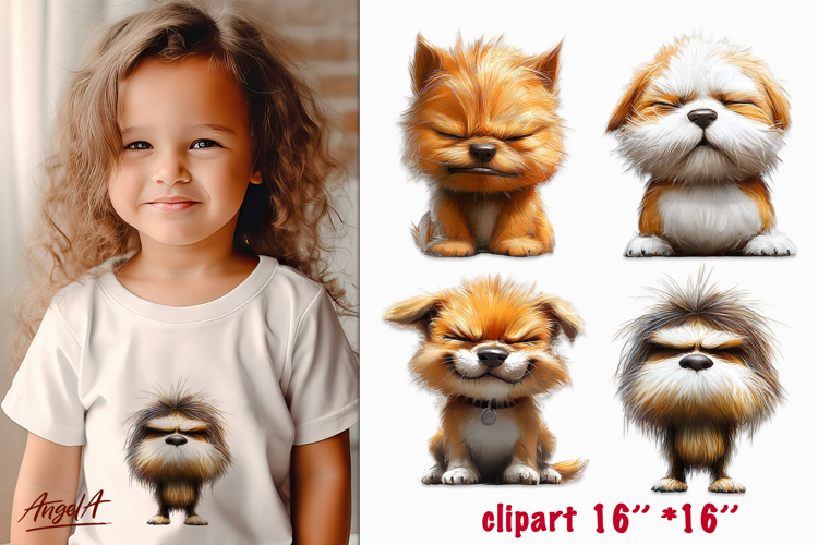 Sad dog clipart, funny unhappy dogs PNG