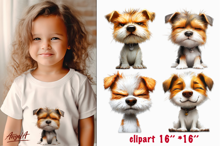 Sad dog clipart, unhappy dogs jack Russell terrier clipart