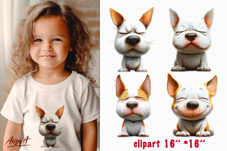 Sad dog clipart, unhappy dogs, funny Bullterrier clipart PNG