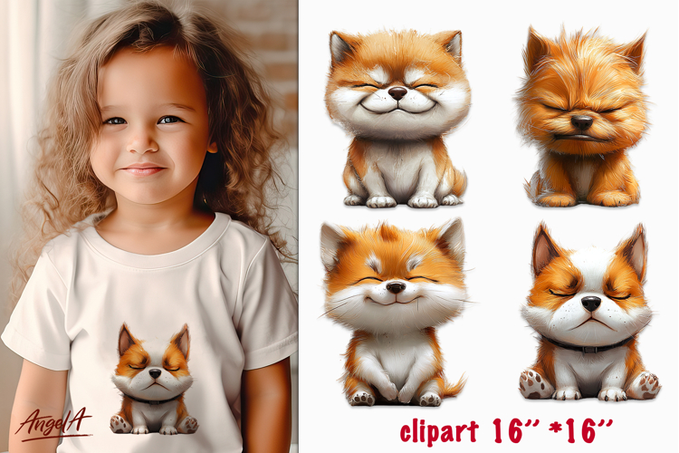 Sad dog clipart, unhappy dogs, funny Akita clipart PNG