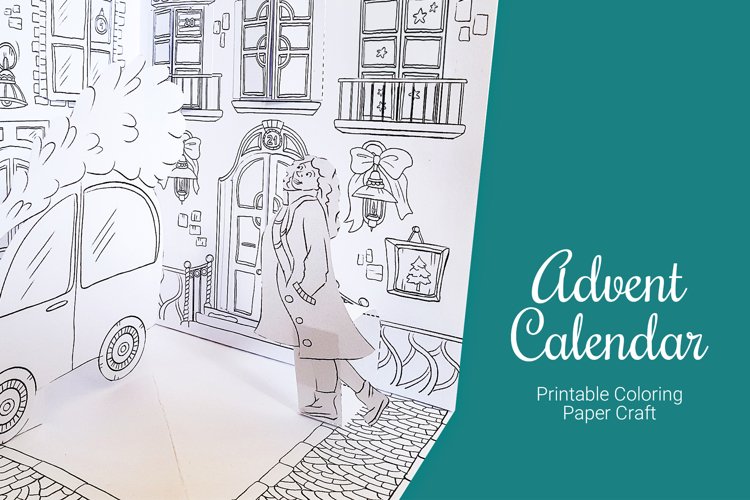 Advent calendar coloring paper craft - WITHOUT winter quotes